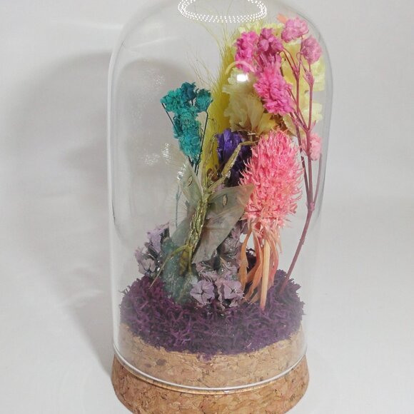 Flower Mantis Crystal & Flowers Oddity Jar insect taxidermy curiosity dome goth - Picture 12 of 13